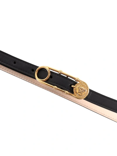 Shop Versace Safety Pin Buckle Belt In Black