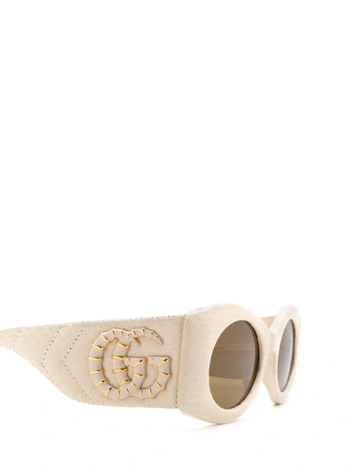 Shop Gucci Eyewear Rectangular Frame Sunglasses In White
