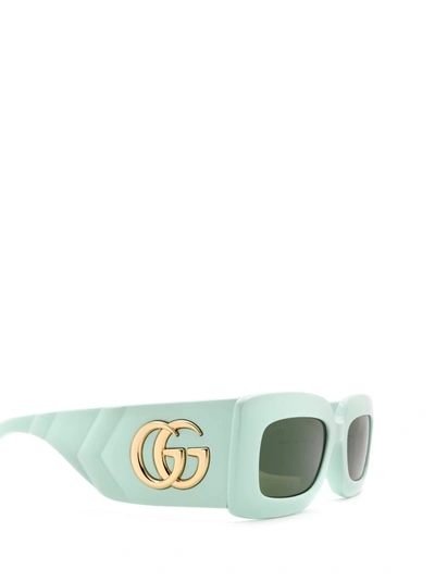 Shop Gucci Eyewear Rectangular Frame Sunglasses In Green