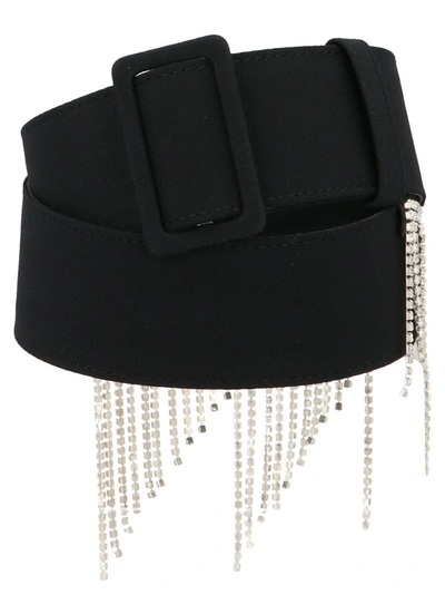 Shop Msgm Embellished Fringed Belt In Black