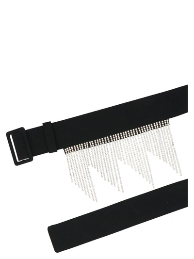 Shop Msgm Embellished Fringed Belt In Black