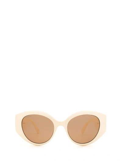 Shop Gucci Eyewear Cat Eye Frame Sunglasses In White