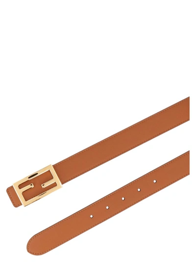 Shop Fendi Ff Reversible Buckle Belt In Brown