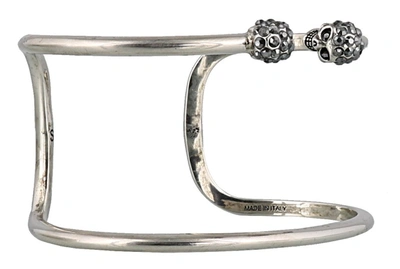 Shop Alexander Mcqueen Skull Cuff Bracelet In Silver