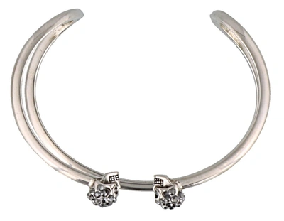 Shop Alexander Mcqueen Skull Cuff Bracelet In Silver