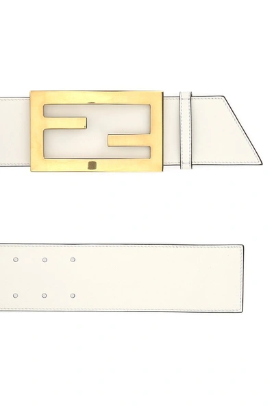 Shop Fendi Ff Baguette Buckle Belt In White