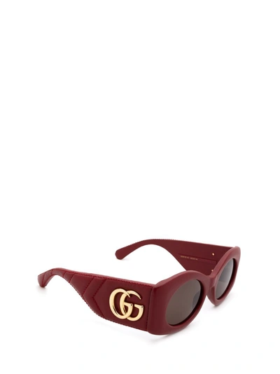 Shop Gucci Eyewear Rectangular Frame Sunglasses In Red