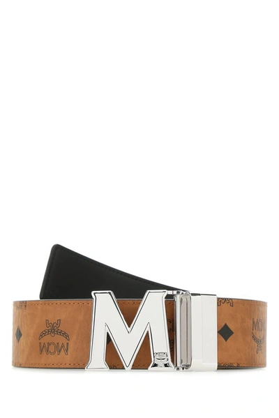 Shop Mcm Visetos Logo Buckle Belt In Brown