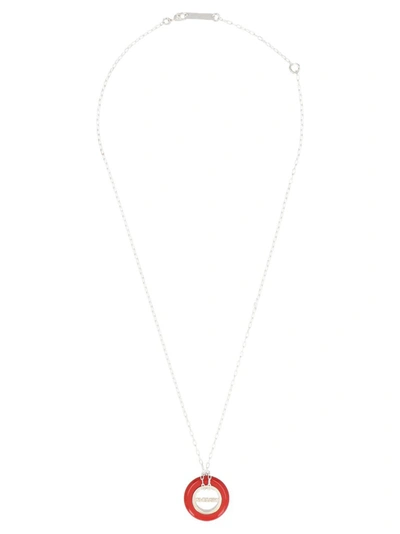 Shop Ambush Carved Stone Charm Necklace In Silver