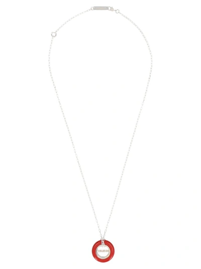 Shop Ambush Carved Stone Charm Necklace In Silver