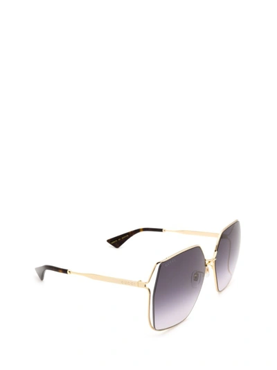 Shop Gucci Eyewear Oversized Square Frame Sunglasses In Gold