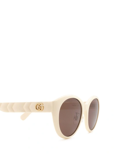 Shop Gucci Eyewear Round Frame Sunglasses In White