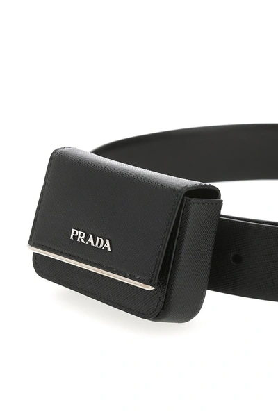 Shop Prada Pouch Buckle Belt In Black