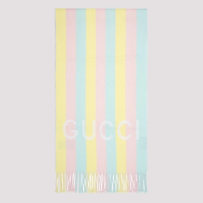 Shop Gucci Striped Fringed Scarf In Multi