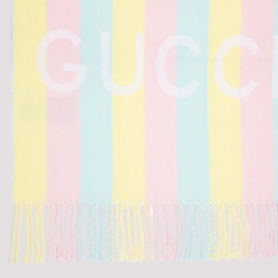 Shop Gucci Striped Fringed Scarf In Multi