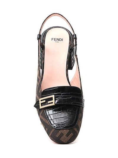 Shop Fendi Ff Motif Slingback Pumps In Multi