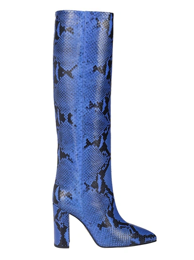 Shop Paris Texas Printed Block Heel Boots In Blue