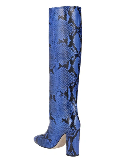 Shop Paris Texas Printed Block Heel Boots In Blue