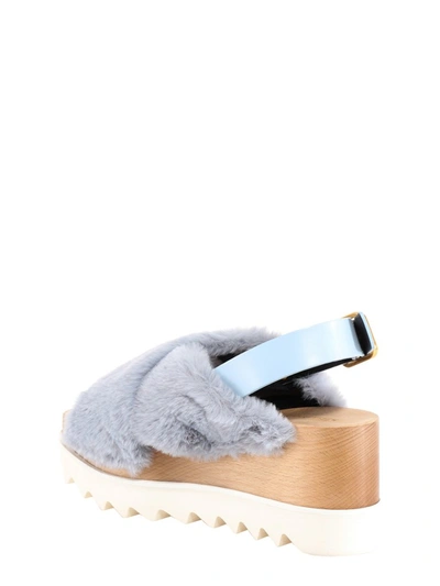 Shop Stella Mccartney Elyse Fur Sandals In Blue