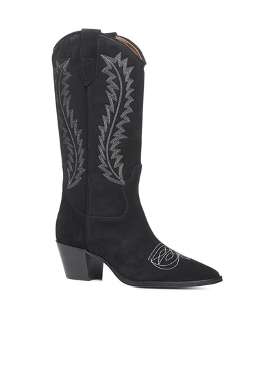 Shop Paris Texas Embroidered Block Heel Boots In Black