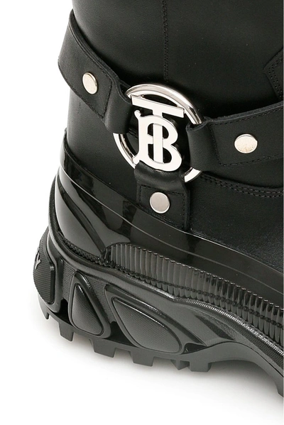 Shop Burberry Monogram Motif Buckle Ankle Boots In Black