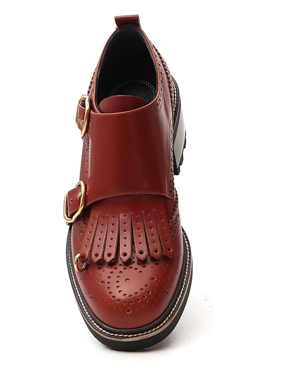 Shop Chloé Franne Monk Brogue Loafers In Brown