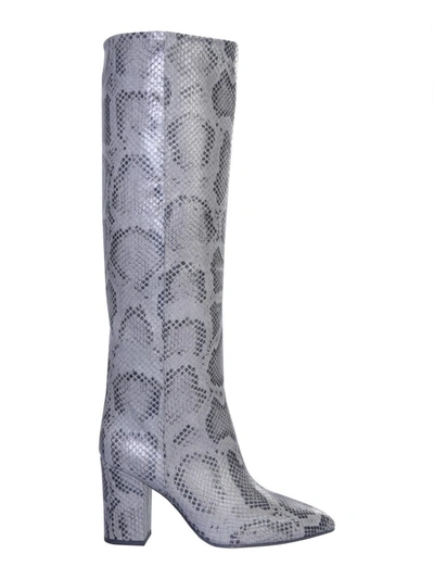 Shop Paris Texas Embossed Block Heel Boots In Grey