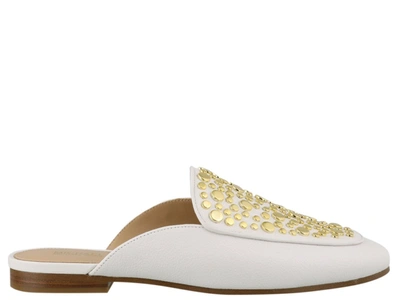 Shop Michael Michael Kors Farrow Embellished Mules In White