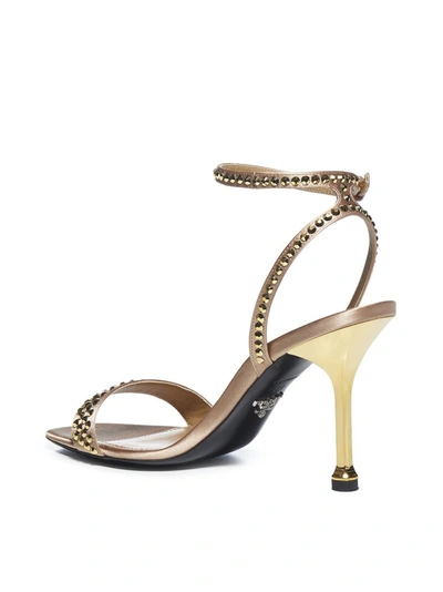 Shop Prada Crystal Embellished Sandals In Gold