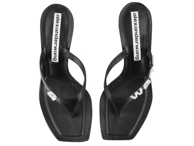 Shop Alexander Wang Ivy Logo Thong Sandals In Black