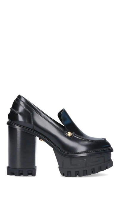 Shop Versace Block Heel Platform Pumps In Black