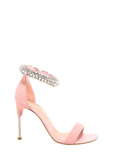 Shop Alexander Mcqueen Embellished Crystal Strap Sandals In Pink