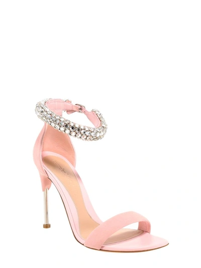 Shop Alexander Mcqueen Embellished Crystal Strap Sandals In Pink