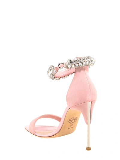 Shop Alexander Mcqueen Embellished Crystal Strap Sandals In Pink