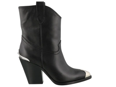 Ash Elvis Texan Ankle Boots In Black Leather | ModeSens