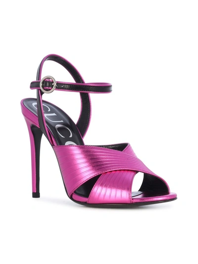 Shop Gucci Ankle Strap Heel Sandals In Pink