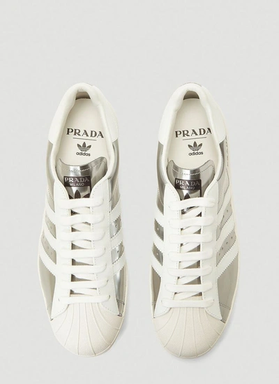 Shop Adidas Originals Adidas X Prada Superstar Sneakers In Silver