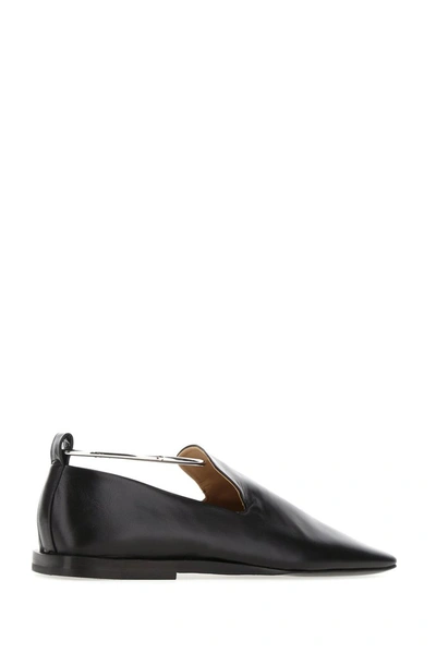 Shop Jil Sander Anklet Square Toe Loafers In Black