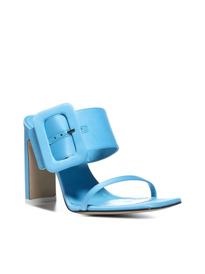 Shop Attico The  Buckled Mules In Blue