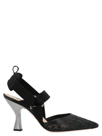 Shop Fendi Colibri Ff Slingback Pumps In Black