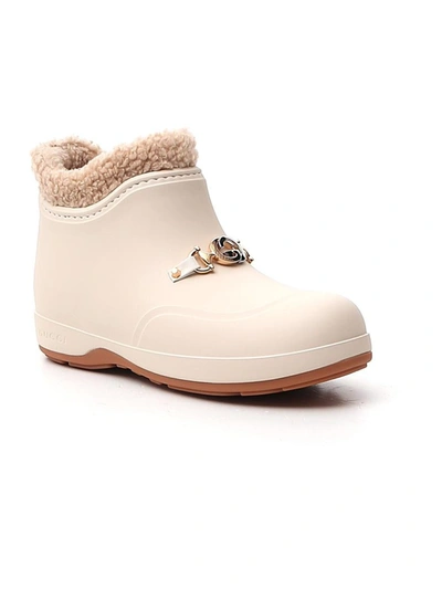 Shop Gucci Horsebit Ankle Boots In White