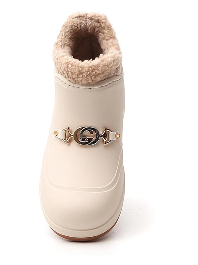 Shop Gucci Horsebit Ankle Boots In White