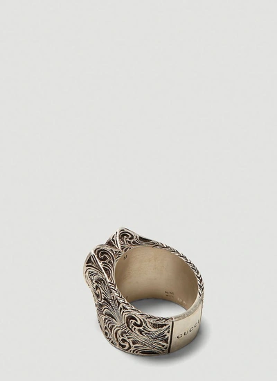 Shop Gucci Engraved Heart Ring In Silver