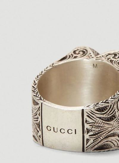 Shop Gucci Engraved Heart Ring In Silver