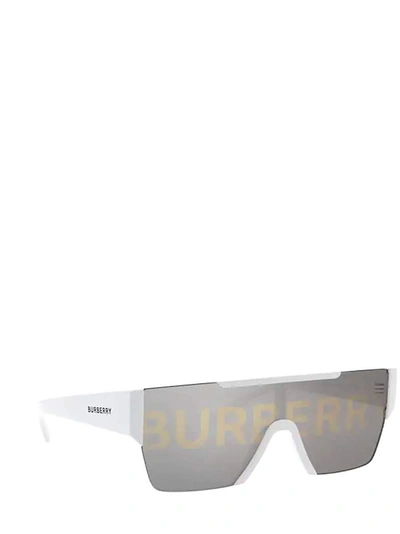 Shop Burberry Eyewear Logo Lens Shield Sunglasses In White