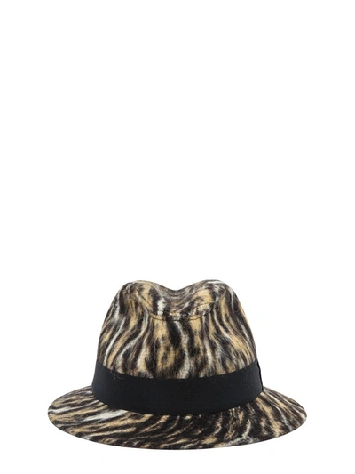 Shop Saint Laurent Animal Print Fedora Hat In Multi