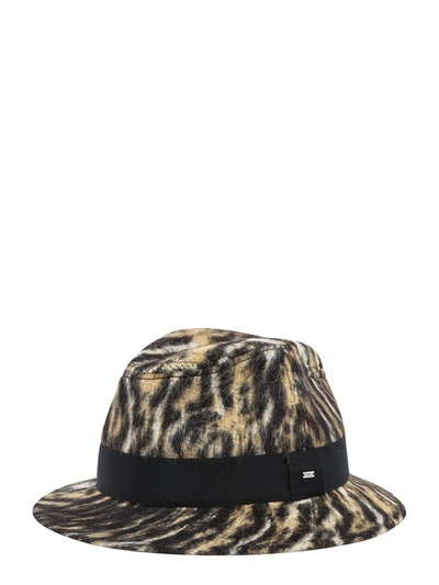 Shop Saint Laurent Animal Print Fedora Hat In Multi