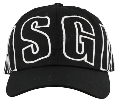 Shop Msgm Logo Embroidered Baseball Cap In Black