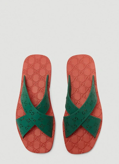 Shop Gucci Gg Slide Sandals In Green