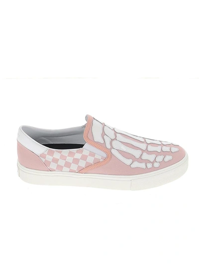 Shop Amiri Checkered Skel Toe Slip On Sneakers In Pink